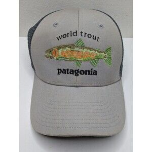 Patagonia World Trout Fishstitch Embroidered Trout Fly Fishing Hat Cap Snapback